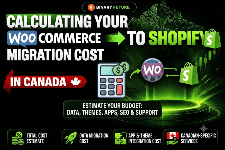 Matrix comparing a Shopify development vendor vs. a strategic Shopify Plus partner in Canada by Binary Future.